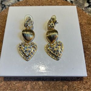Joan Rivers Gold Rhinestone customizable hearts drop earrings